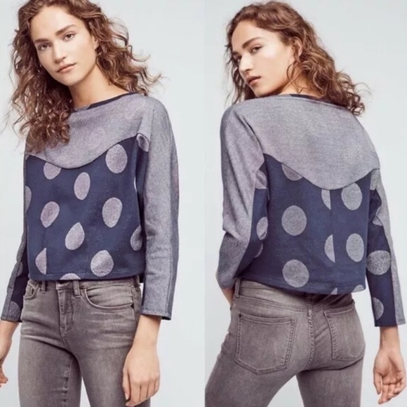 Anthropologie Tops - BOGO! Anthro Postmark Metallic Polka Dot Top